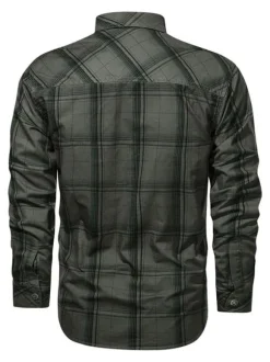 Chemise décontractée pour homme Col rabattu Chic Plaid Hunter Green Chemises pour hommes