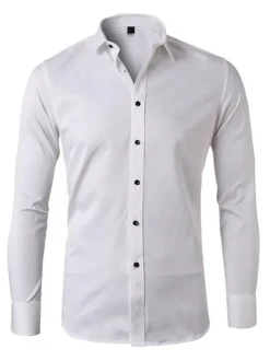 Chemise décontractée pour homme Col rabattu Chemises décontractées blanches amovibles pour hommes