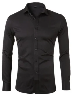 Chemise décontractée pour homme Col rabattu Chemises décontractées blanches amovibles pour hommes