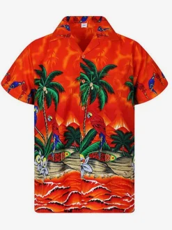 Chemise Décontractée Pour Homme Chic Imprimé Jaune Vacances