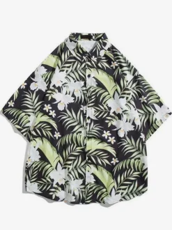 Chemise décontractée Vacances homme Chic imprimé chemises noires