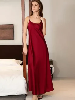 Chemise de nuit longue noire extensible élégante lingerie adulte