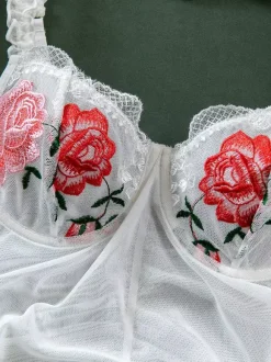 Chemise femme blanche plissée à imprimé floral lingerie mini robe