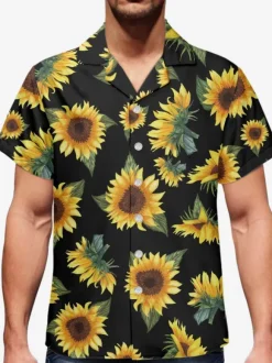 Chemise Hommes Funky Hawaïenne À Manches Courtes Poche Vacances Été Imprimé Plage Décontracté