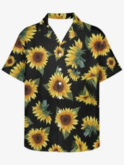 Chemise Hommes Funky Hawaïenne À Manches Courtes Poche Vacances Été Imprimé Plage Décontracté
