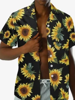 Chemise Hommes Funky Hawaïenne À Manches Courtes Poche Vacances Été Imprimé Plage Décontracté