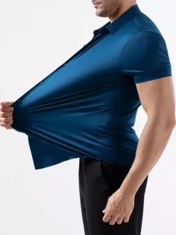 Chemise élastique anti-rides pour homme chemise à manches courtes pour homme