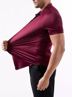 Chemise élastique anti-rides pour homme chemise à manches courtes pour homme