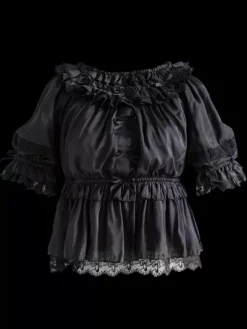 Chemise Lolita Mignonne Top Blanche À Manches Longues À Volants