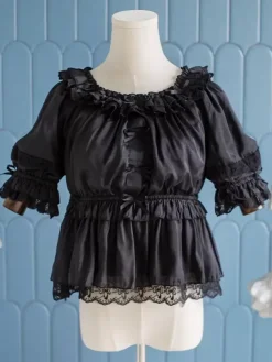 Chemise Lolita Mignonne Top Blanche À Manches Longues À Volants