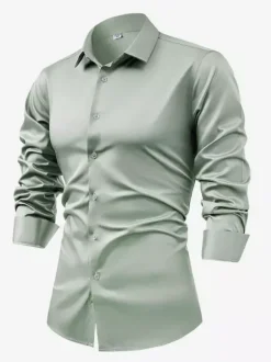 Chemise à manches longues pour homme bouton en cristal style business décontracté et slim