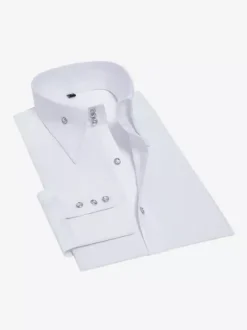 Chemise à manches longues pour homme coupe slim élastique bouton cristal style business décontracté