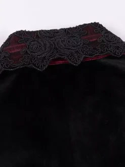 Chemise Noir Vintage Gothique Top Rétro Volants Dentelle Manches Longues Polyester Fibre Rétro Costumes Pour Homme