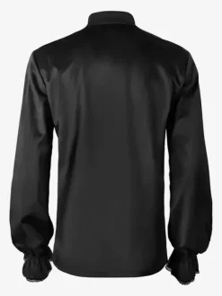 Chemise Rouge Vintage Top Rétro Volants Manches Longues Fleuries Polyester Fibre Rétro Costumes Pour Homme Déguisement Vintage Bourgogne