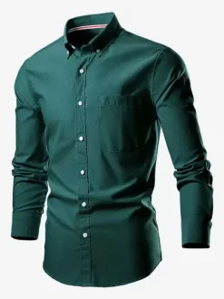 Chemises À Manches Longues Homme Grande Taille Mariage Boutonnée Coupe Cintré