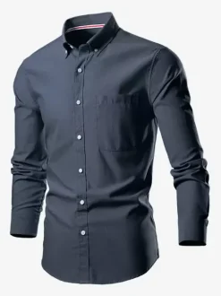 Chemises À Manches Longues Homme Grande Taille Mariage Boutonnée Coupe Cintré