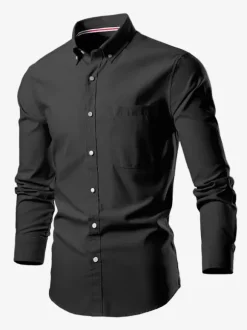 Chemises À Manches Longues Homme Grande Taille Mariage Boutonnée Coupe Cintré