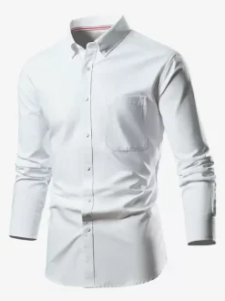 Chemises À Manches Longues Homme Grande Taille Mariage Boutonnée Coupe Cintré