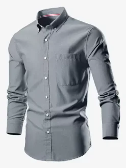 Chemises À Manches Longues Homme Grande Taille Mariage Boutonnée Coupe Cintré