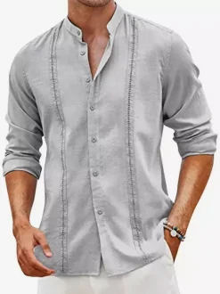 Chemises cubaines Guayabera pour hommes chemises de plage décontractées à manches longues pour l'été