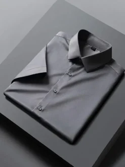 Chemises Habillées Chemises Homme Chemise Habillée Pour Homme Classique Manches Courtes Mariage Noir Bleu