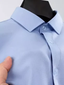 Chemises à manches courtes pour hommes chemises décontractées en soie glacée infroissables