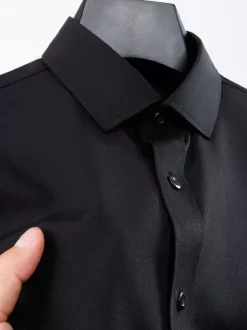 Chemises à manches courtes pour hommes chemises décontractées en soie glacée infroissables