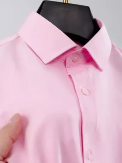 Chemises à manches courtes pour hommes chemises décontractées en soie glacée infroissables