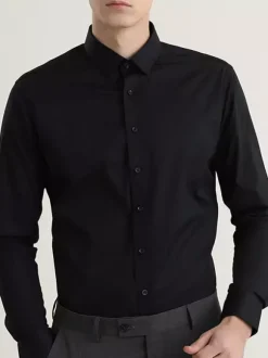 Chemises pour hommes coupe slim élastique chemises décontractées pour le travail chemises formelles à manches longues