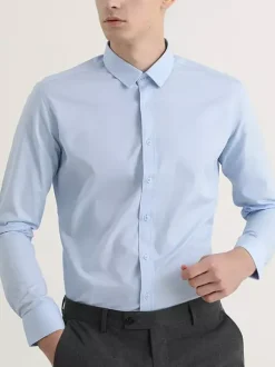 Chemises pour hommes coupe slim élastique chemises décontractées pour le travail chemises formelles à manches longues