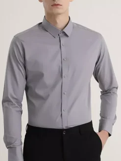 Chemises pour hommes coupe slim élastique chemises décontractées pour le travail chemises formelles à manches longues