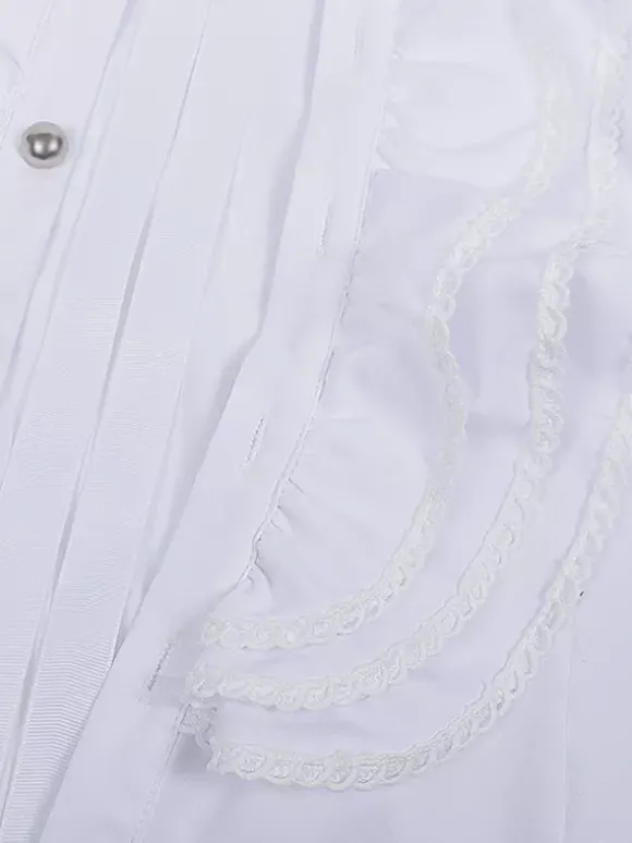 Chemises à volants pour hommes style Renaissance style steampunk gothique décontractées boutonnées manches longues