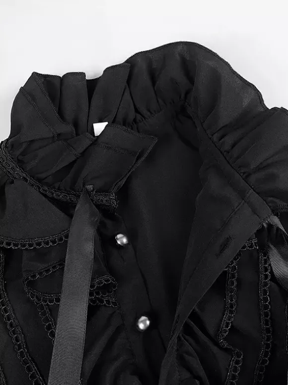 Chemises à volants pour hommes style Renaissance style steampunk gothique décontractées boutonnées manches longues