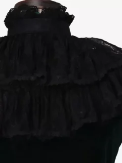 Chemise Tudor rétro vert foncé pour femme avec n艙uds style royal costume Marie-Antoinette chemisier de bal