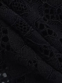 Chemisier bustier noir sexy à manches longues et découpes en dentelle style corset pour femme - Tenue de soirée printanière 2026