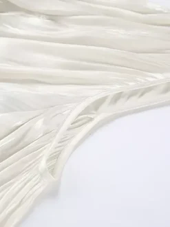 Chemisier dos nu à épaules dénudées pour femme - Haut élégant à manches lanternes et coupe ample avec foulard - Collection Fairycore Printemps 2026