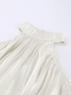Chemisier dos nu à épaules dénudées pour femme - Haut élégant à manches lanternes et coupe ample avec foulard - Collection Fairycore Printemps 2026