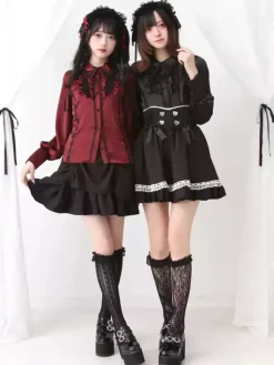 Chemisier gothique Lolita à volants et manches longues sous-culture petite mignon uniforme