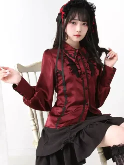Chemisier gothique Lolita à volants et manches longues sous-culture petite mignon uniforme