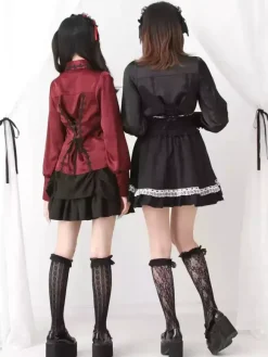 Chemisier gothique Lolita à volants et manches longues sous-culture petite mignon uniforme