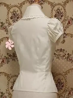 Chemisier lolita rococo en 100% coton color-block avec noeud col à revers Déguisements Halloween
