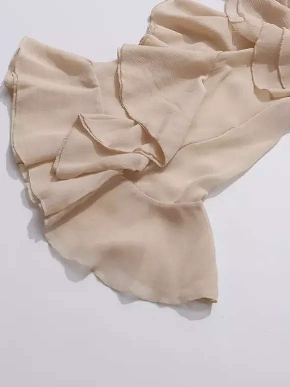 Chemisier victorien à volants pour femme - Top transparent Fairycore à col montant et manches évasées étagées - Idéal pour une soirée romantique printanière 2026