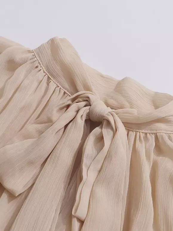 Chemisier victorien à volants pour femme - Top transparent Fairycore à col montant et manches évasées étagées - Idéal pour une soirée romantique printanière 2026