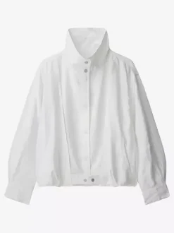 Chemisier blanc à boutons pour femme col montant manches longues style décontracté