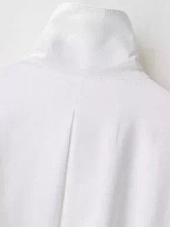 Chemisier blanc à boutons pour femme col montant manches longues style décontracté