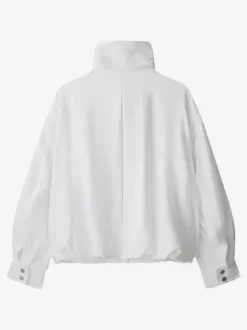 Chemisier blanc à boutons pour femme col montant manches longues style décontracté