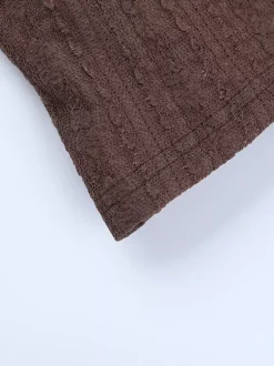 Chemisier cache-c艙ur en dentelle à col V pour femme - Haut court marron vintage à manches longues et coupe ajustée - Tenue décontractée printanière 2026