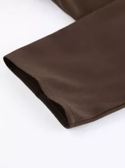 Chemisier en mousseline transparente à manches évasées pour femme - Style bohème marron volants étagés coupe ample - Idéal pour les soirées de printemps 2026