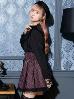 Chemisiers gothiques Lolita haut Lolita violet à manches longues volants en dentelle chemise Lolita à blocs de couleurs