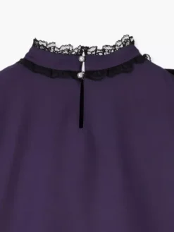 Chemisiers gothiques Lolita haut Lolita violet à manches longues volants en dentelle chemise Lolita à blocs de couleurs